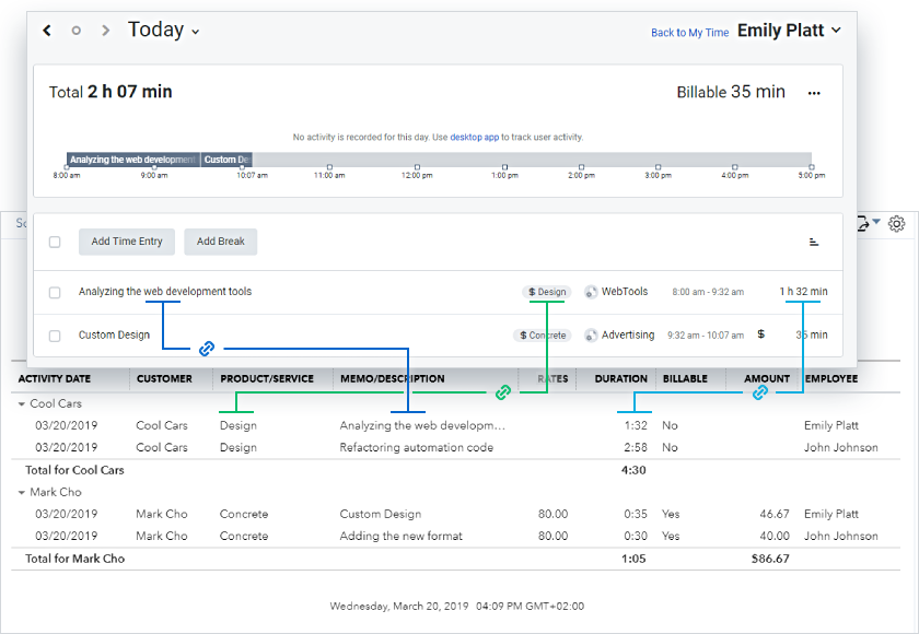 quickbooks time cards