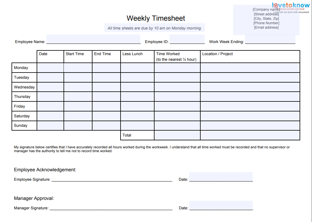 Weekly timesheet 1