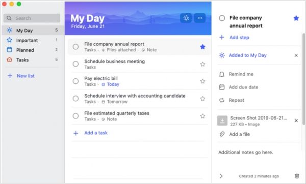 microsoft-to-do screen  