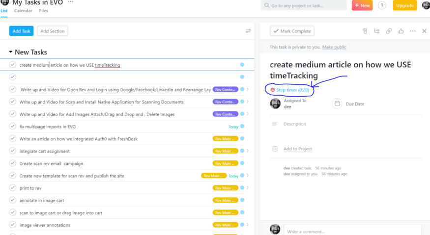 asana tmetric integration screenshot 