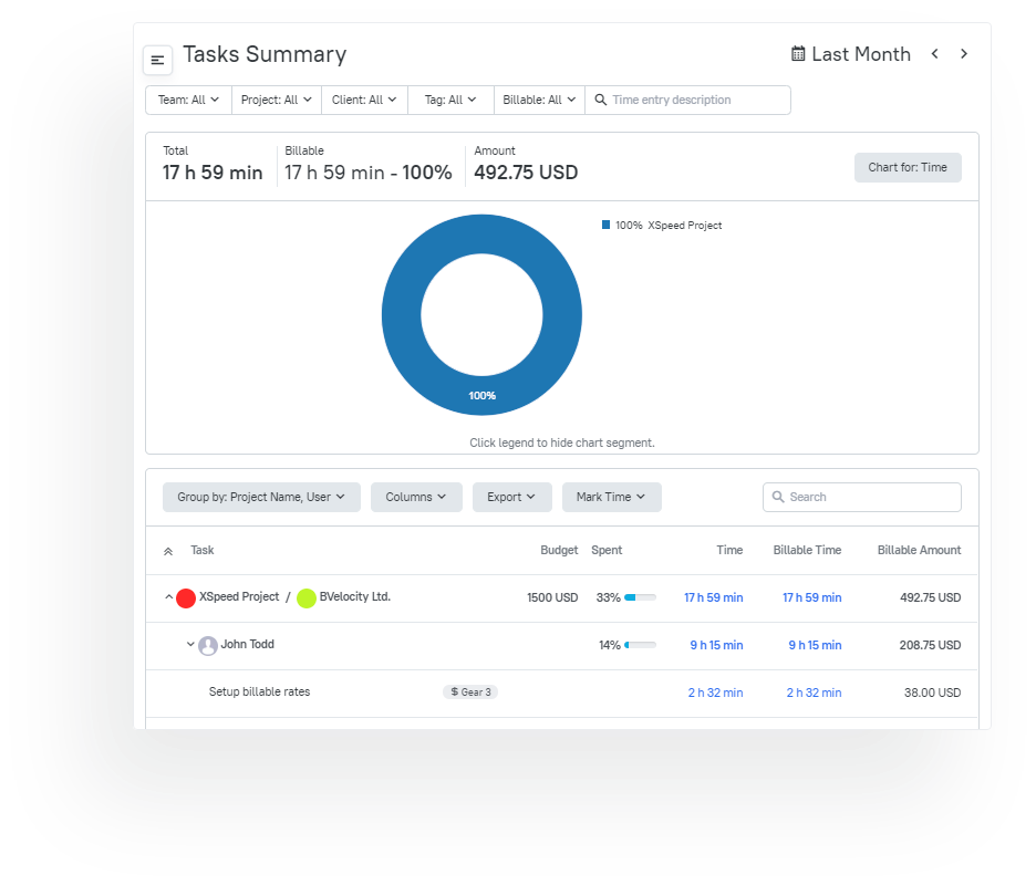 tmetric screenshot for reporting 