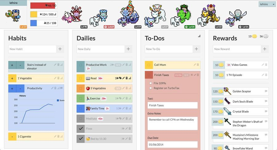 habitica time management tool screenshot 