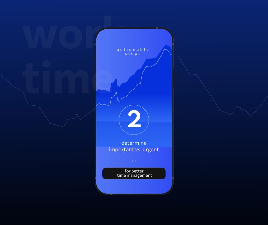 a phone screen with words actionable plan for better time management step 2 