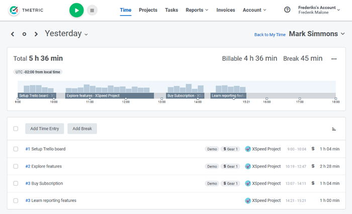 tmetric screenshot timeline 