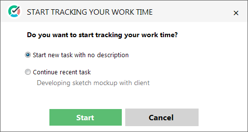 tmetric screenshot showing to start tracking time on the task 