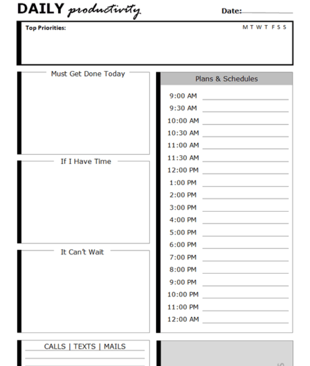 Calendar Labs Daily Schedule Templates screenshot