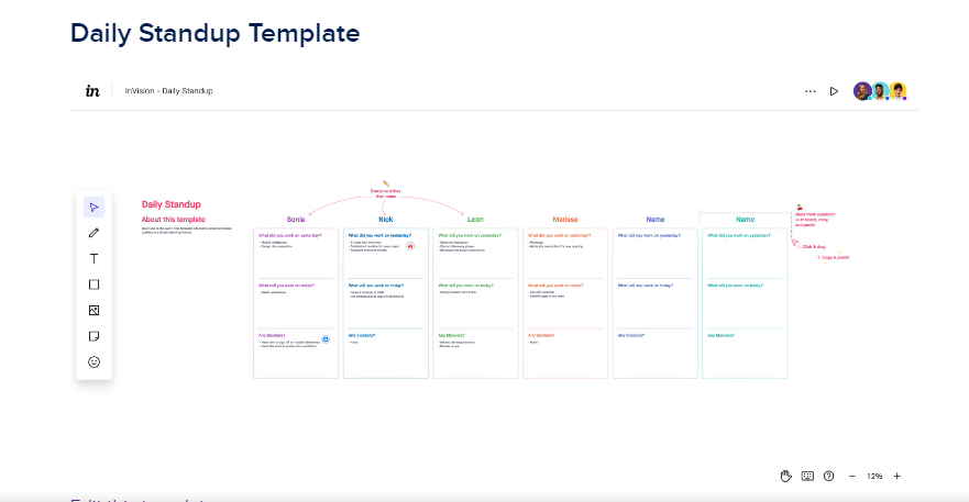 guru stanup meeting template screenshot 