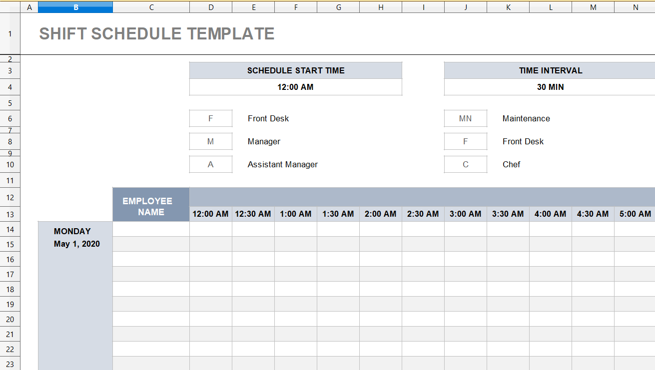 Excel Shift Schedule Template