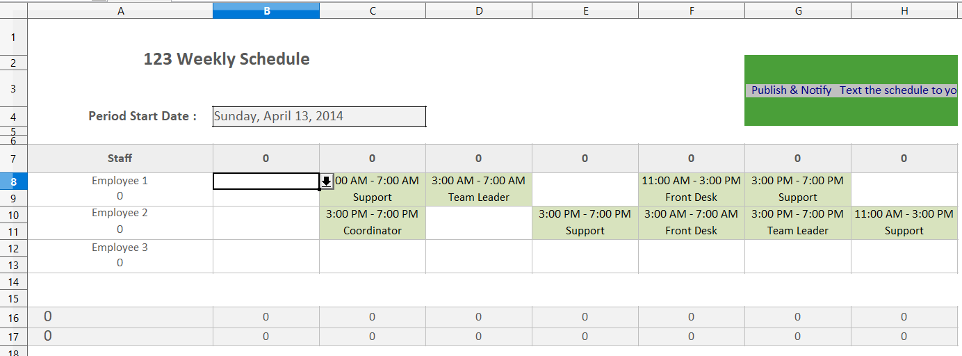 excel work schedule template weekly