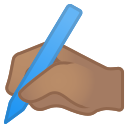 hand holding a pen icon 