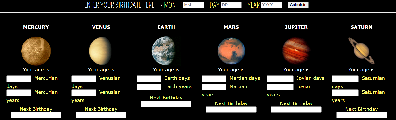 your age on other planets 