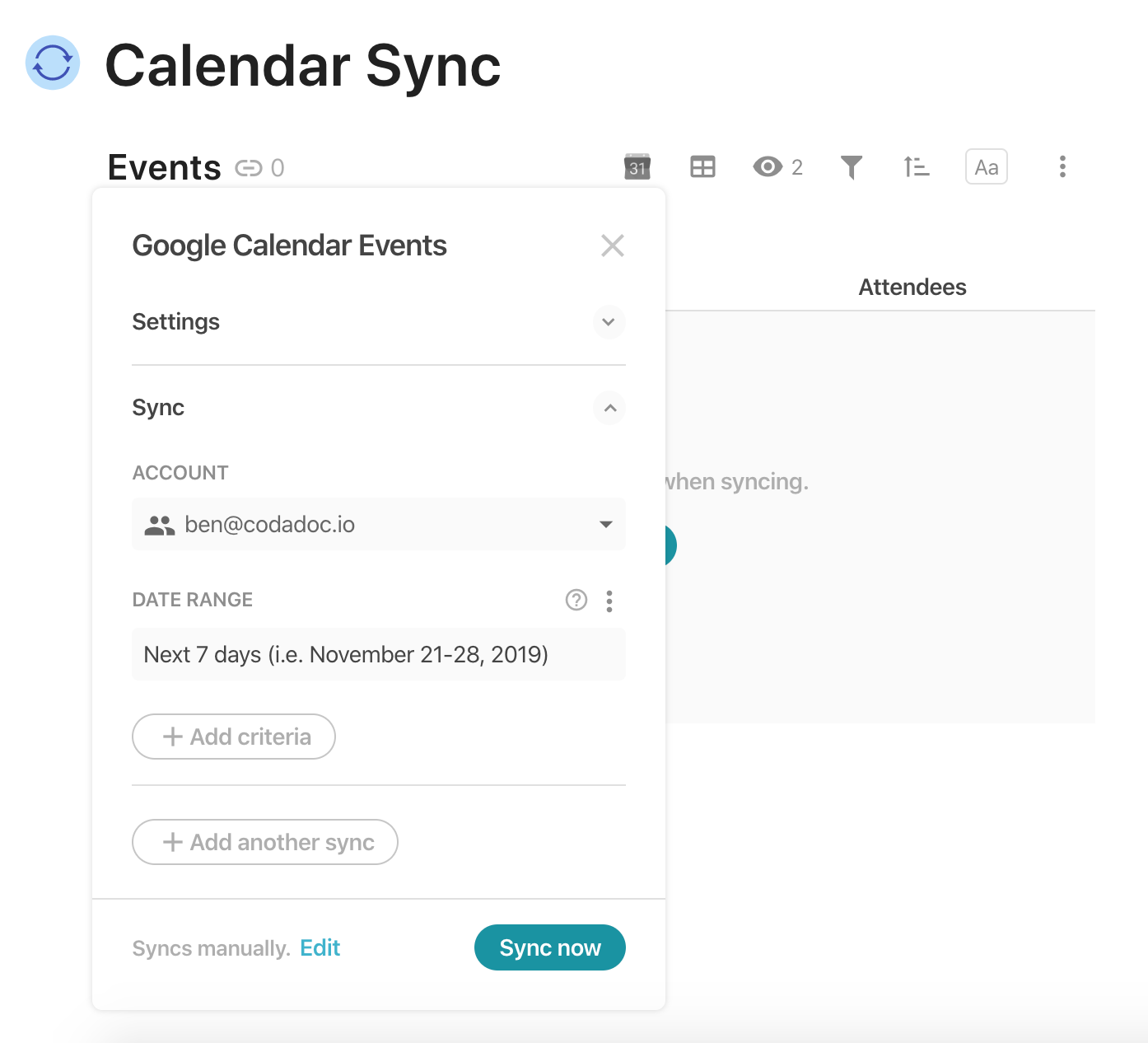 coda and google calendar integration 