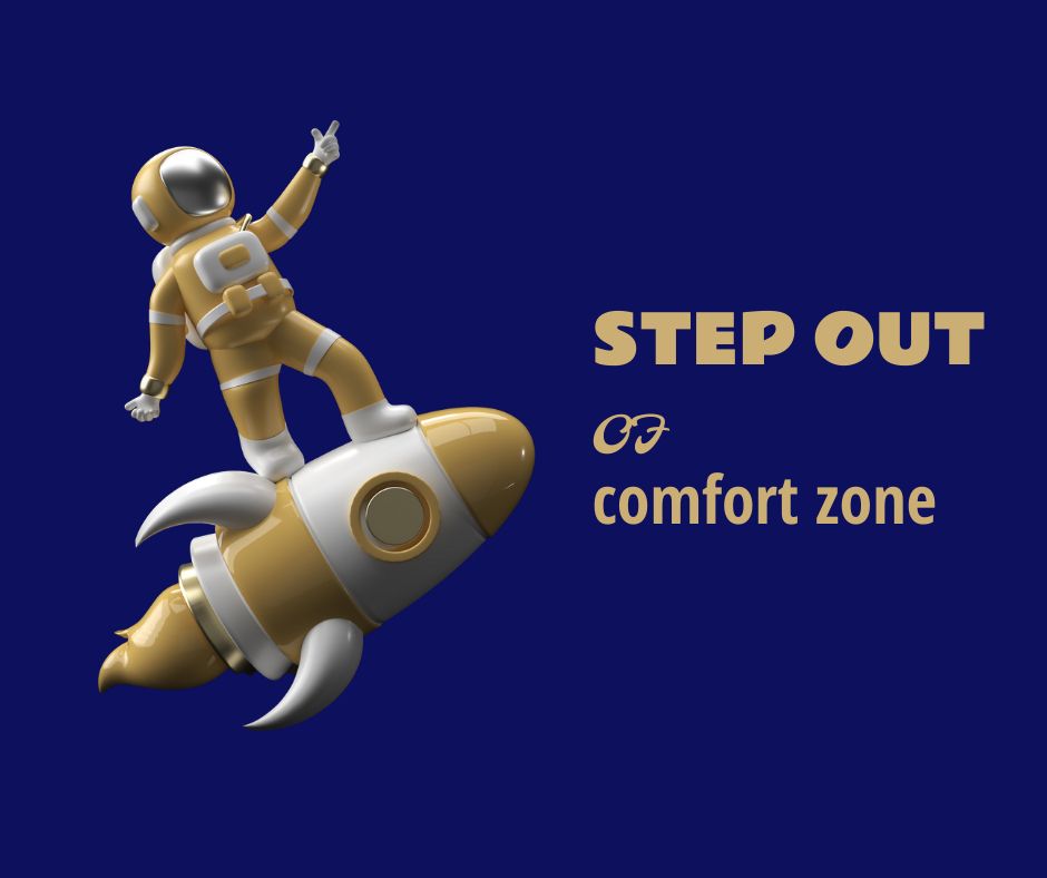 a figurine of astronaut on the rocket on the blue background 