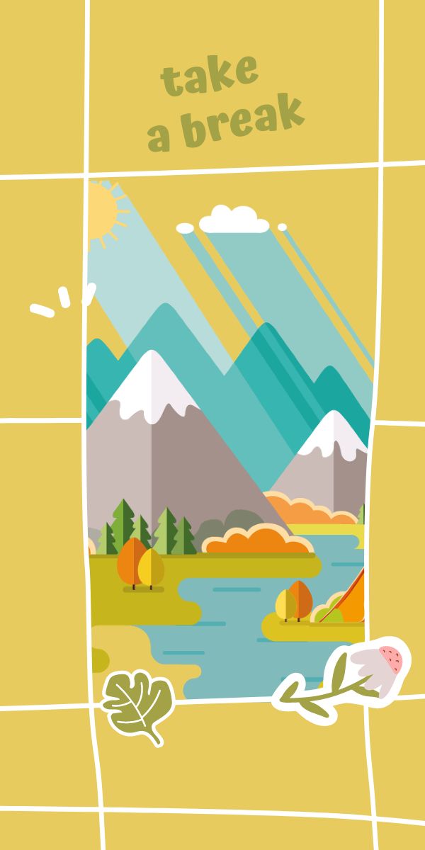 a landscape on the yellow background 