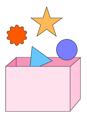 big icons of the box with shapes falling into it