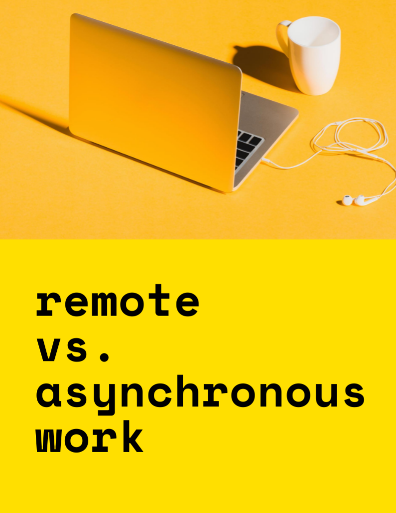 banner with words remote vs. asynchronous work on the yellow background 
