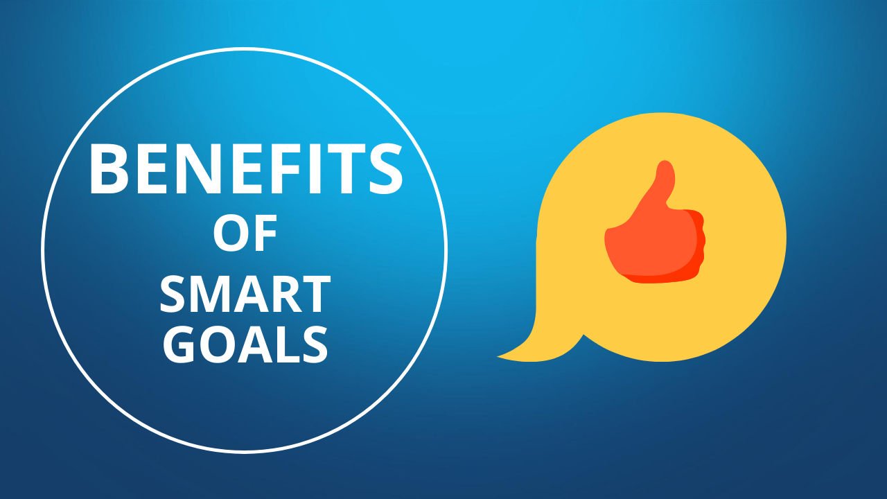 words benefits of smart goals on the blue background 