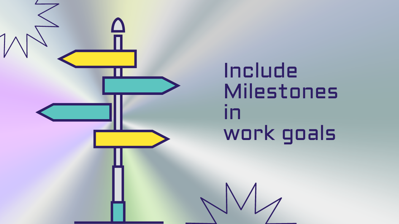 post with directions and words include milestones in work goals 