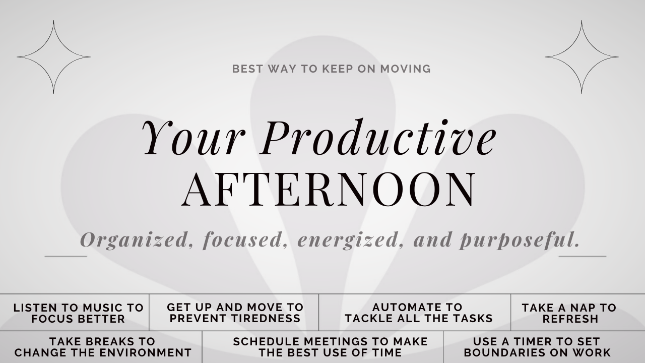 mindmap for productivity hacks best suited for the afternoon