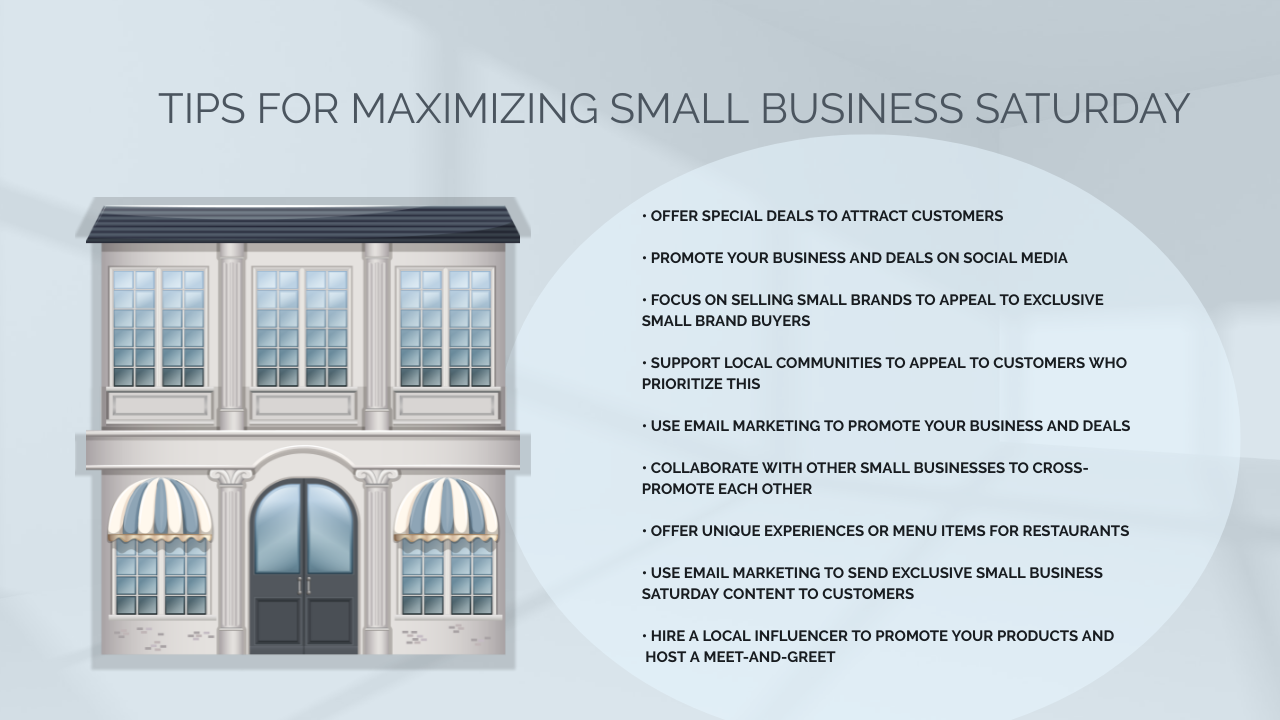the list of tips for maximizing small business saturday