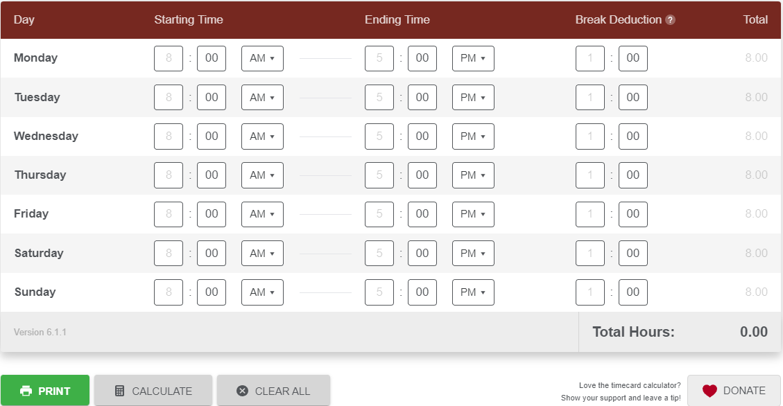 Best 10 Free Time Card Calculators