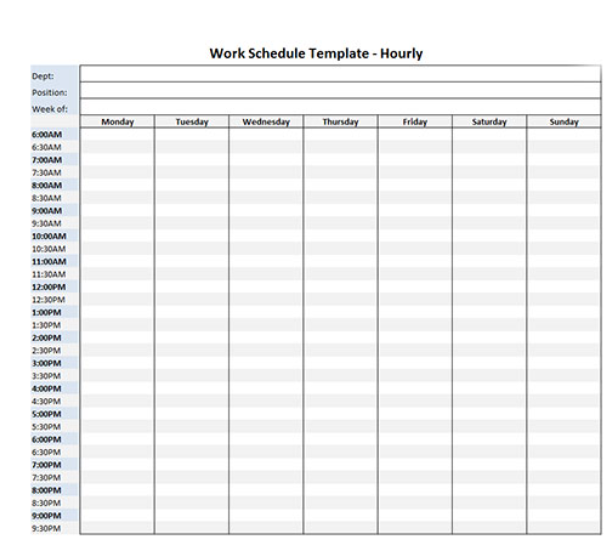 blank work schedule