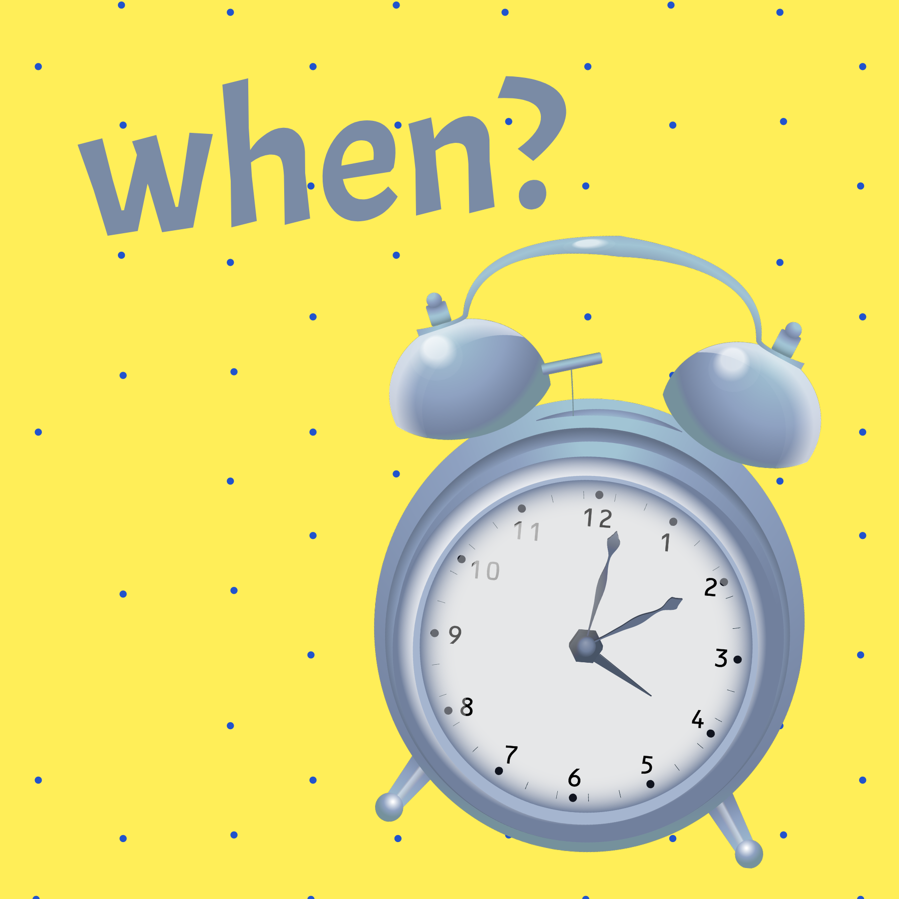 alarm clock on the yellow background