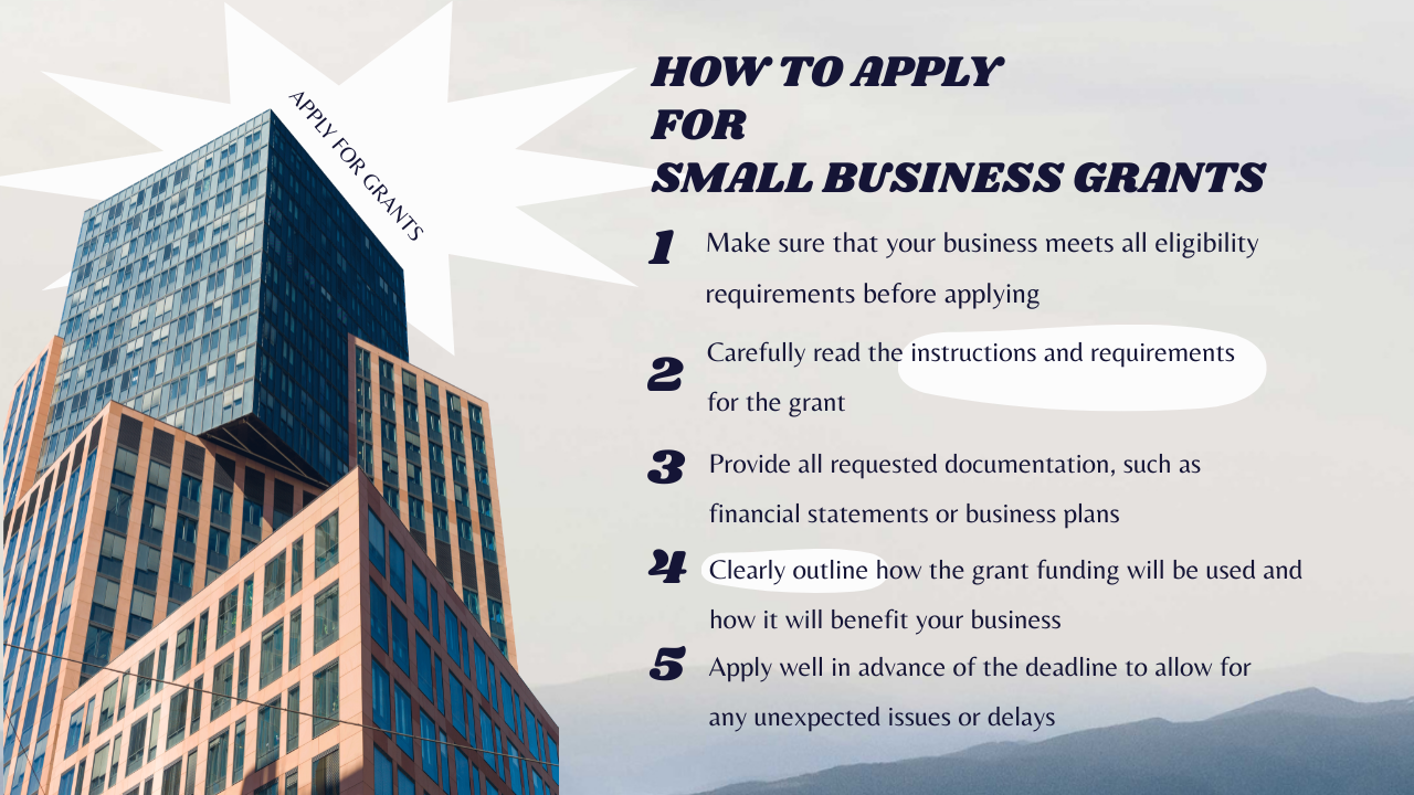 infographics for tips for applying for a small business grant 