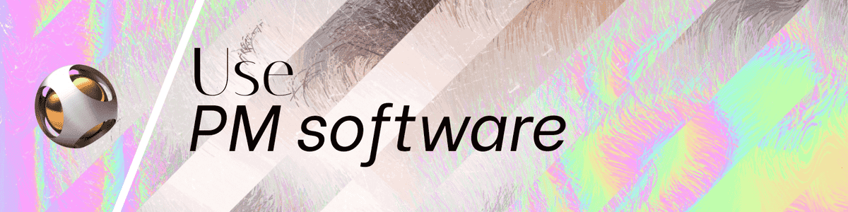 words use PM software on abstract background