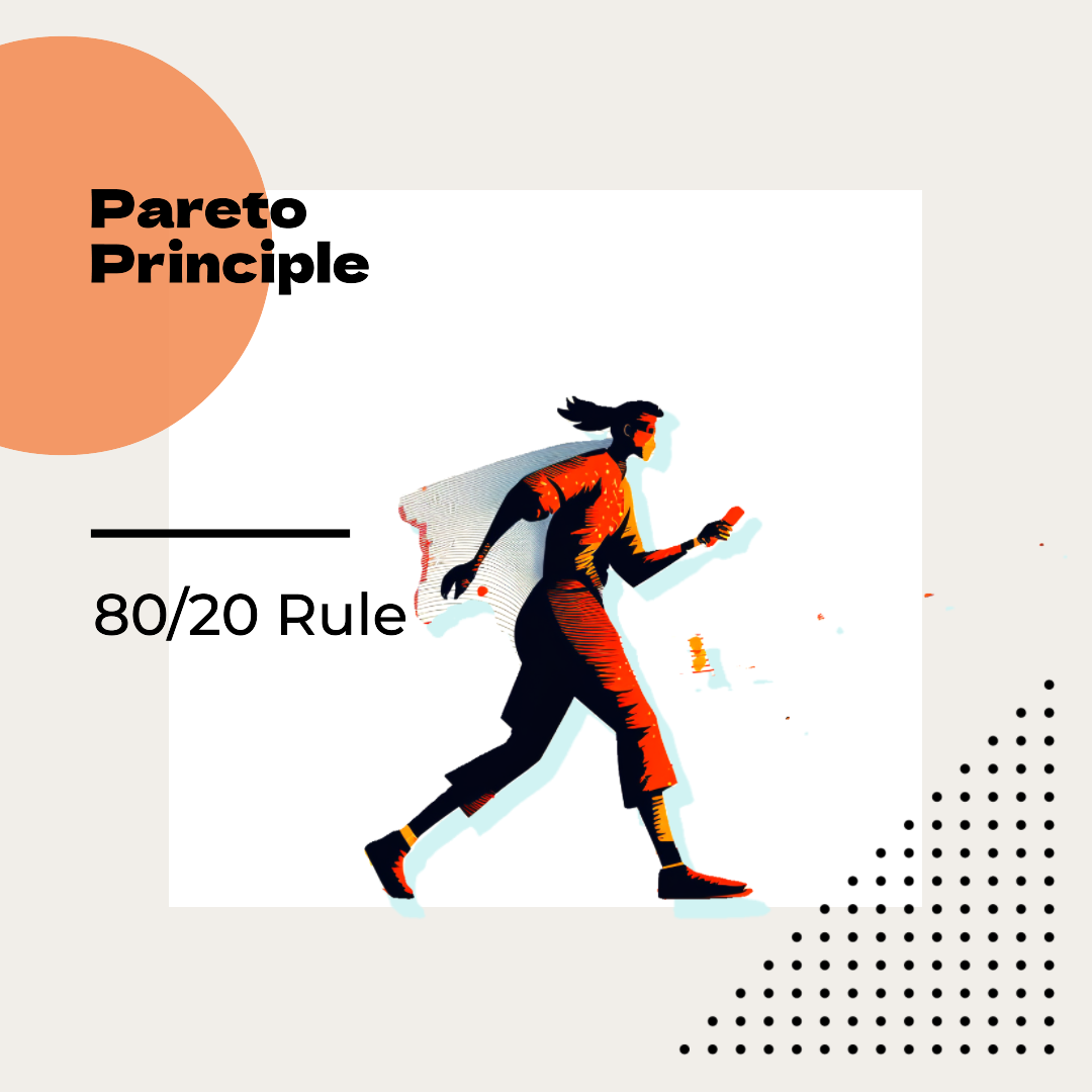 a graphic image of the person and 80/20 rule label 