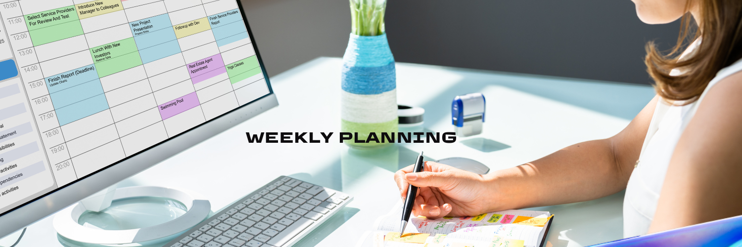 person busy with weekly planning 