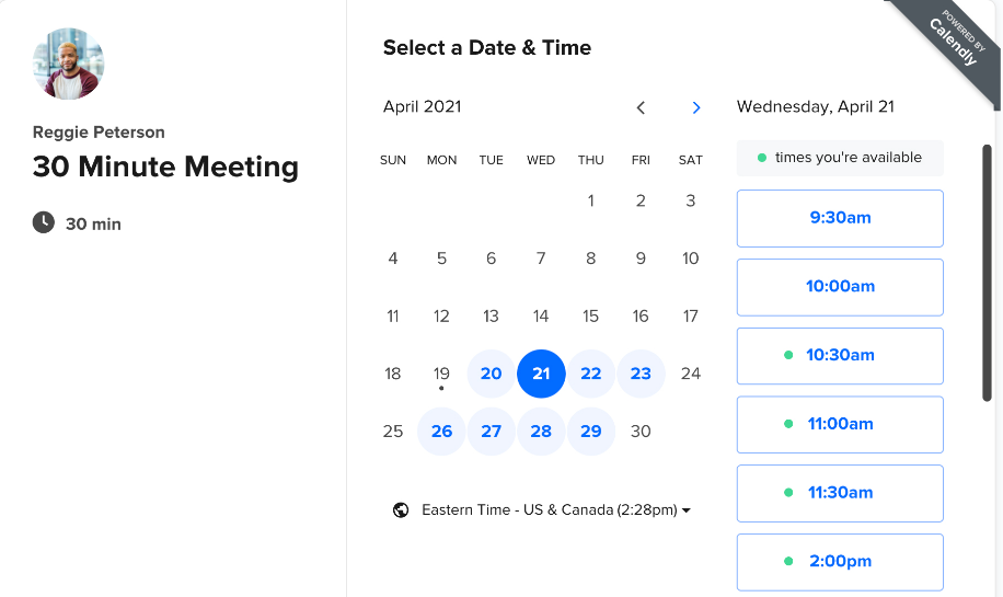 Calendly screesnshot 