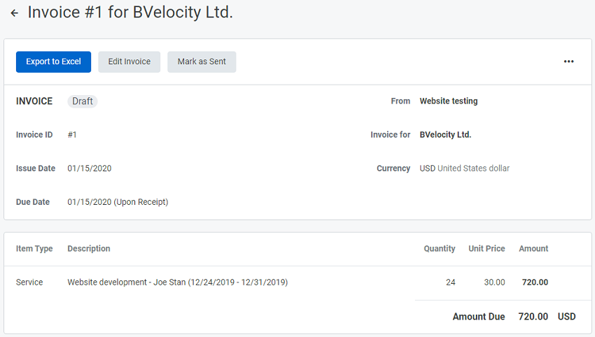 TMetric invoice 