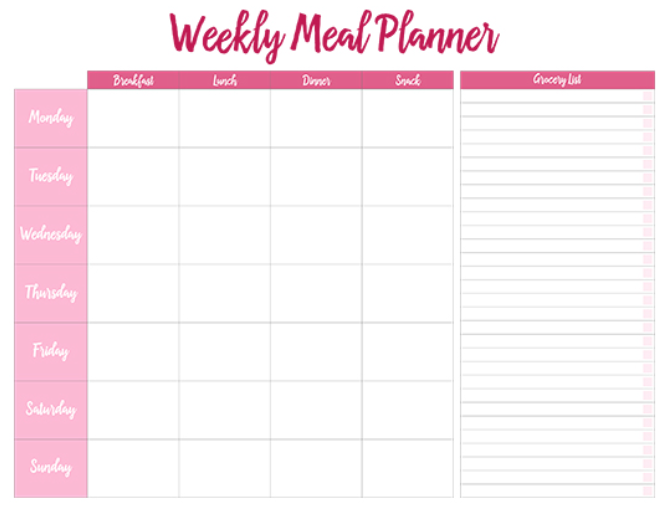 Meal Planner Blank Calendar Template by Love Craft Eat