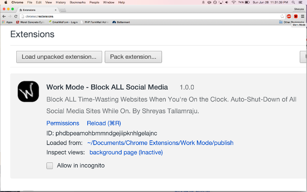 work mode extension 