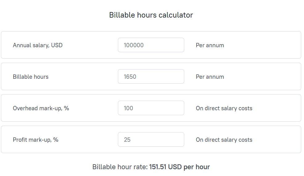 tmetric billable hours calculator 