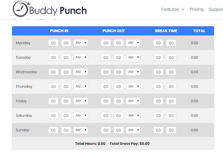 buddy punch time clock calculator