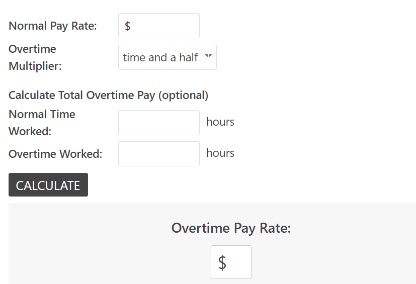 InchCalculator for overtime calculations 