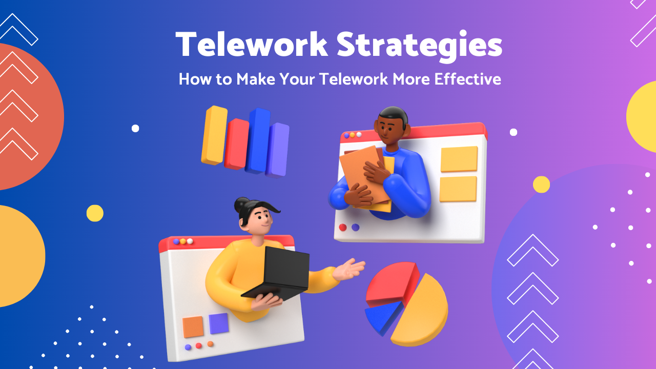 how to make telework more effective banner with two people collaboarting remotely 