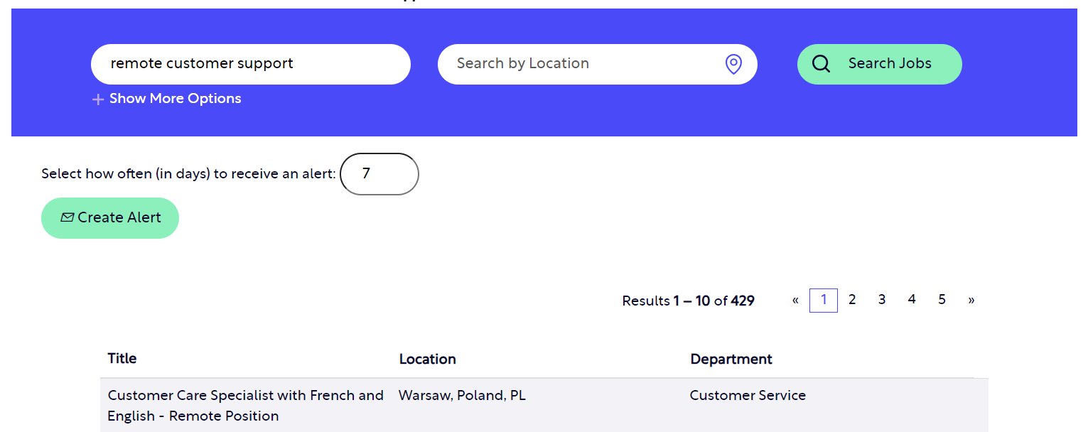 sykes customer support job search screenshot 