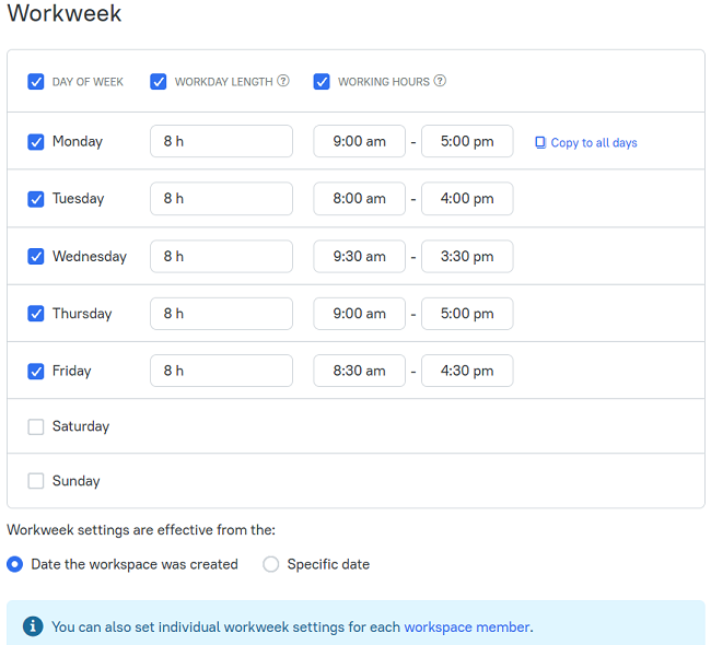 tmetric for work schedules 