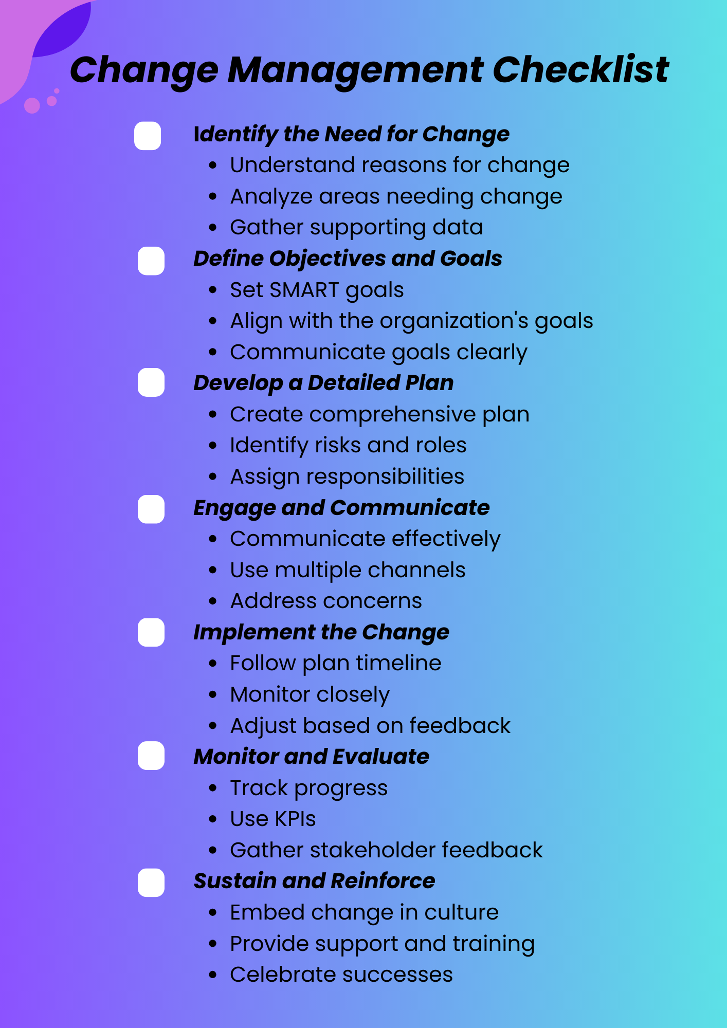 check management checklist by TMetric 