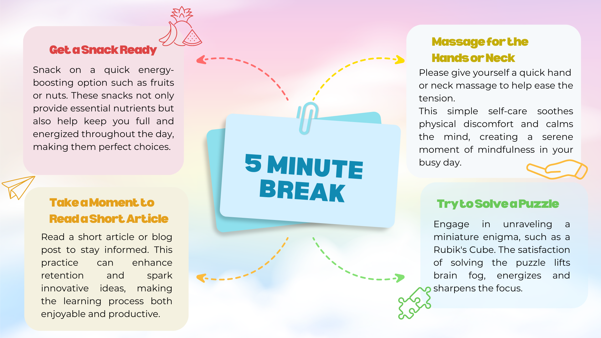 tips for 5 minute break at work 