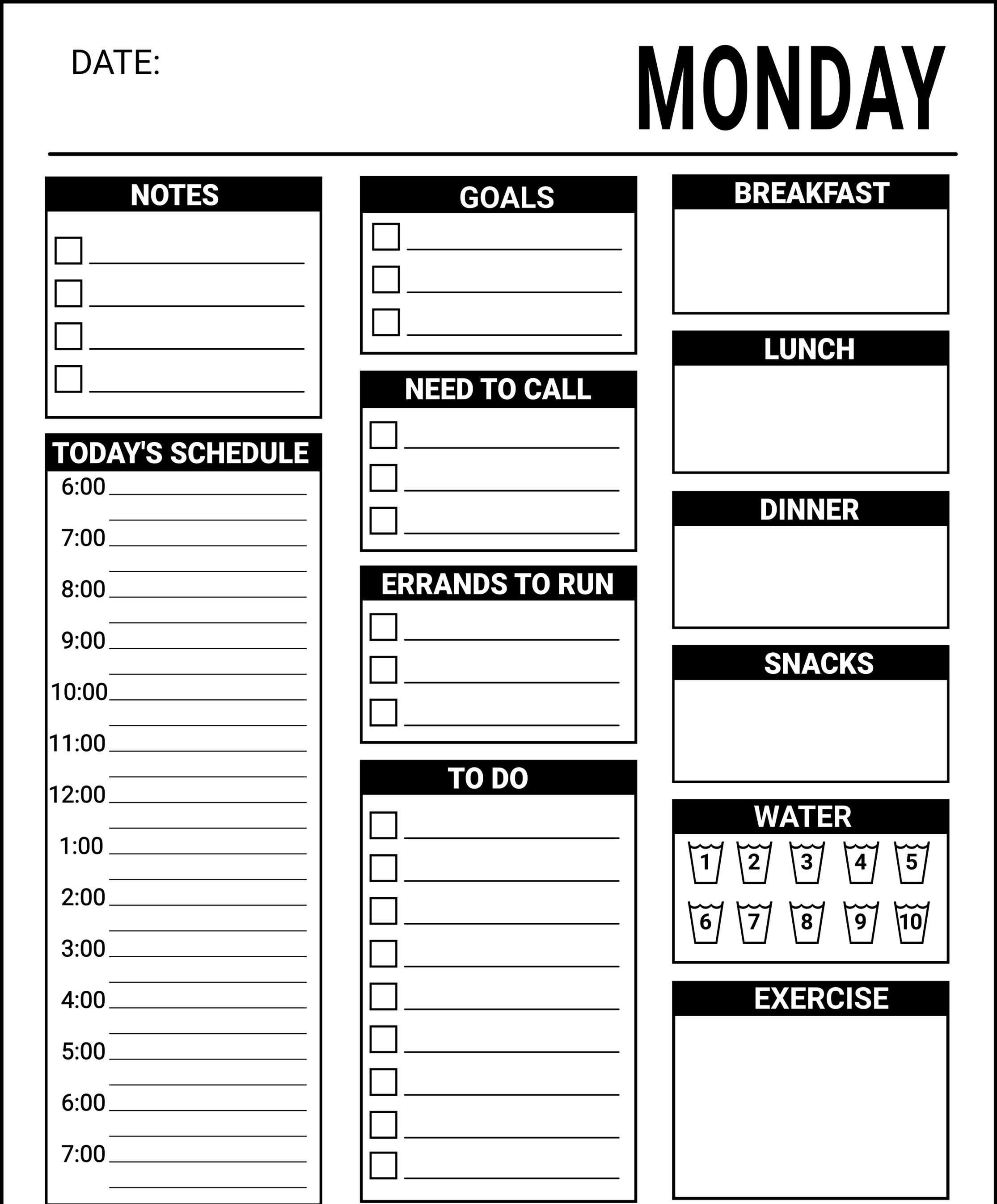 daily planner worksheet