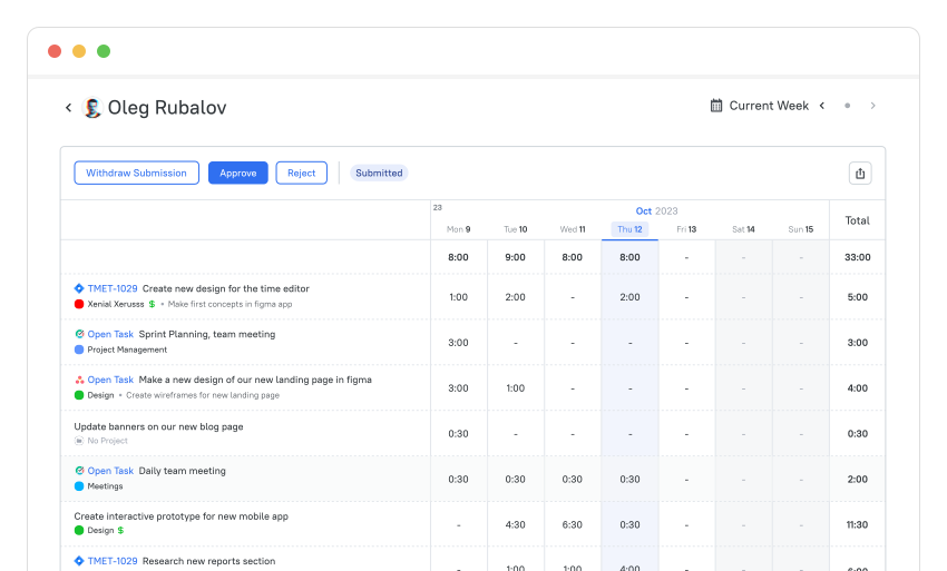 tmetric timesheet screenshot 