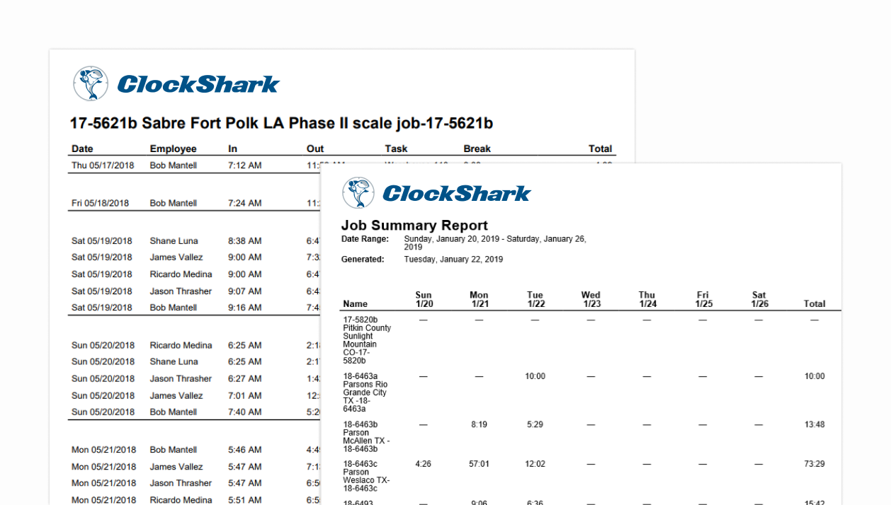 clockshark for work hours tracked