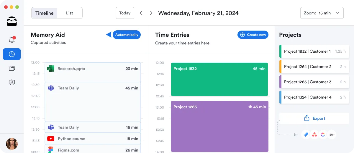 memtime for work hours tracked