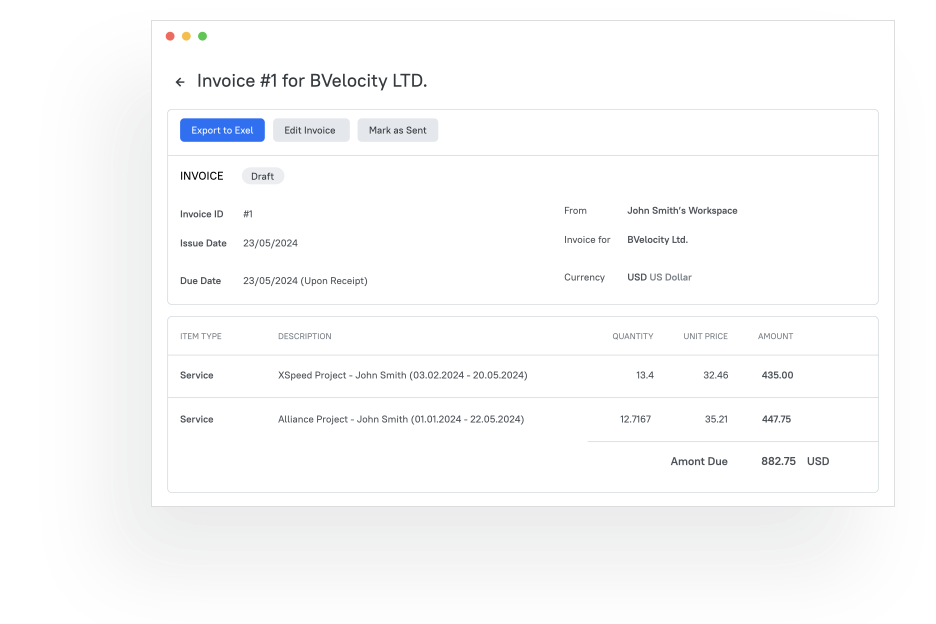 tmetric invoice 