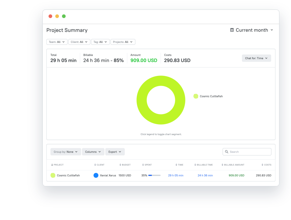 tmetric project summary