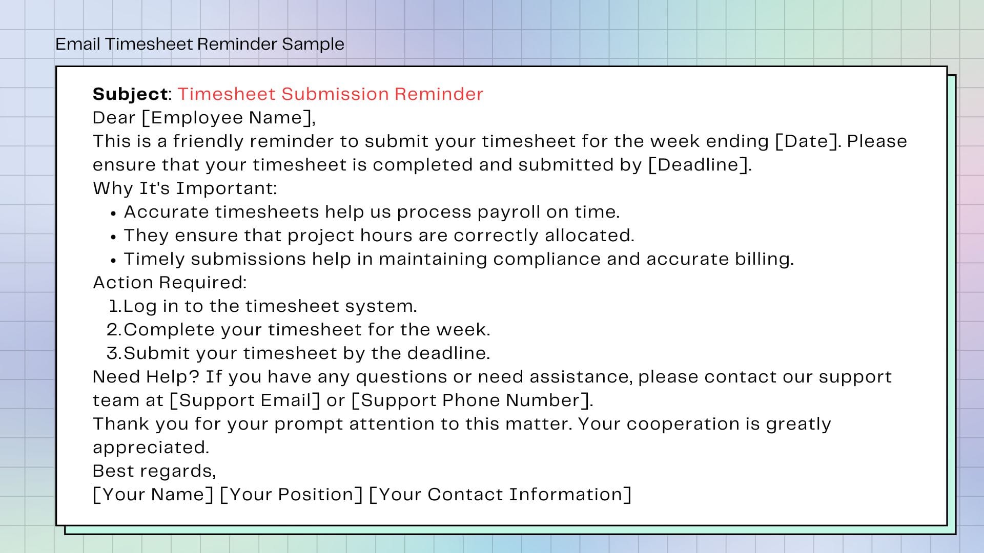 email timesheet reminder example